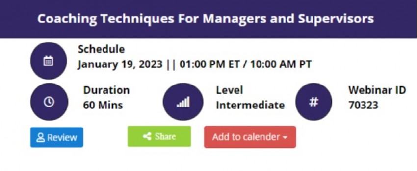 Coaching Techniques For Managers and Supervisors