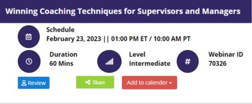 Winning Coaching Techniques for Supervisors and Managers