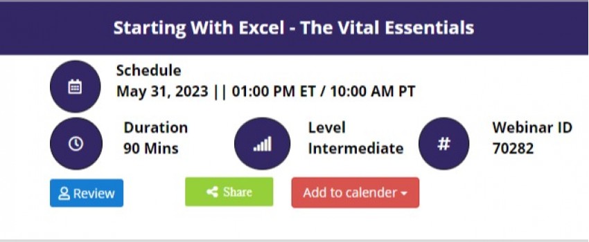 Starting With Excel - The Vital Essentials