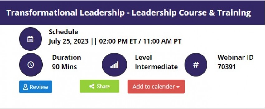 Transformational Leadership - Leadership Course & Training