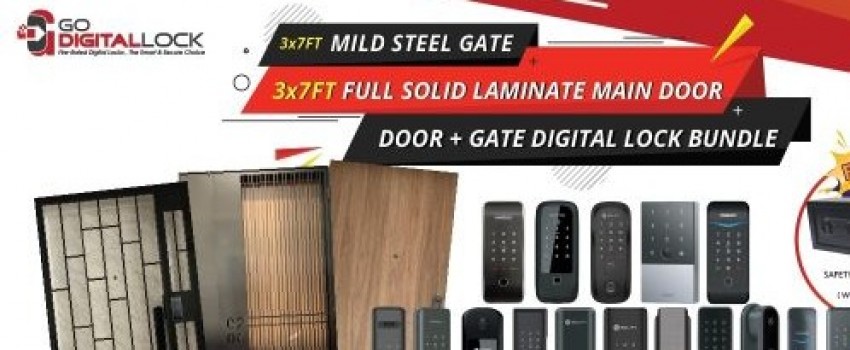 Laminate Main door, Mild Steel Gate and Digital lock Bundle sale 2024