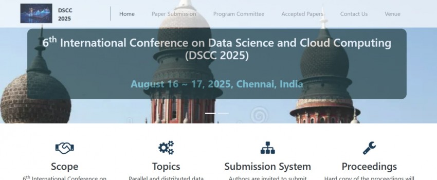 6th International Conference on Data Science and Cloud Computing (DSCC 2025) 