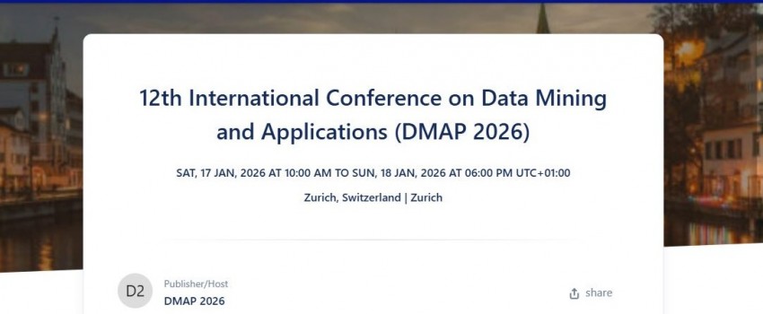 12th International Conference on Data Mining and Applications (DMAP2026)