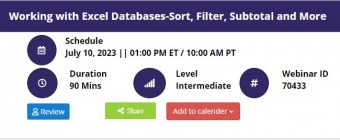 Working with Excel Databases-Sort, Filter, Subtotal and More