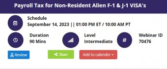 Payroll Tax for Non-Resident Alien F-1 & J-1 VISA's