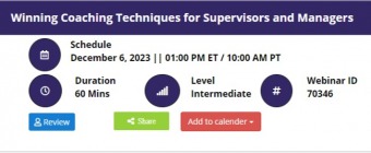Winning Coaching Techniques for Supervisors and Managers
