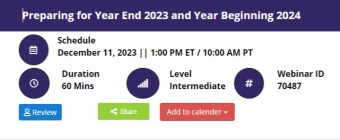 Preparing for Year End 2023 and Year Beginning 2024