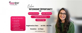 Join SheKunj's  online internship in HR, Marketing, PR, Digital Marketing