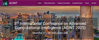 3rd International Conference on Advanced Computational Intelligence (ACINT 2025)