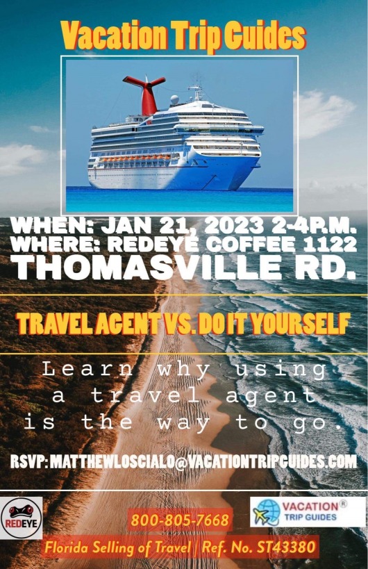 Vacation Trip Guides Host event at Red Eye Coffee Tallahassee Florida