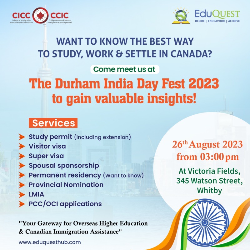 Durham India Day Fest 2023 for Expert Immigration Insights!, Join Us at Durham India Day Fest 2023 for Expert Immigration Insights!