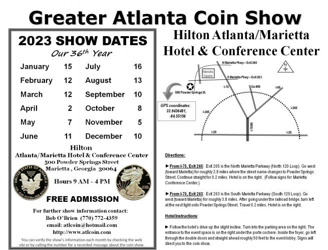 Greater Atlanta Coin show 2023, Greater Atlanta Coin Show