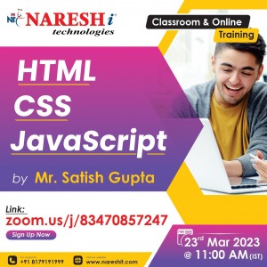 Free Demo on Html | CSS | JavaScript Training by Mr. Satish Gupta - NareshIT