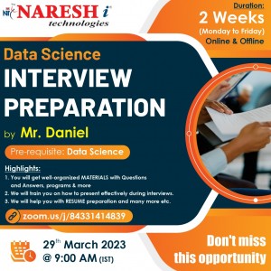 Free Demo On Data Science Interview preparation by Mr. Daniel - NareshIT