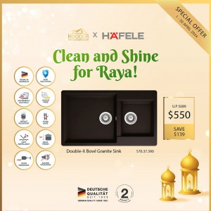 Singapore Best Hafele's bundle Offer Sale | Premium Quality Hafele Double-X Bowl Granite Sink