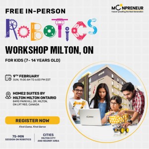 In-person Free Robotics Workshop in Milton, ON by Moonpreneur
