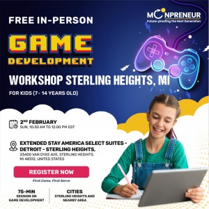 Free Game Development Workshop in Sterling Heights, MI by Moonpreneur