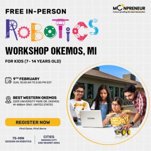 In-person Free Robotics Workshop in Okemos, MI by Moonpreneur