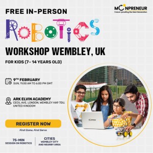 In-person Free Robotics Workshop in Wembley, UK by Moonpreneur