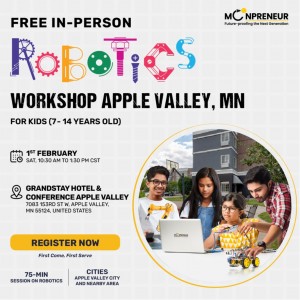 In-person Free Robotics Workshop in Apple Valley, MN by Moonpreneur