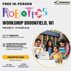 In-person Free Robotics Workshop in Brookfield, WI by Moonpreneur