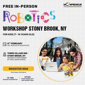 In-person Free Robotics Workshop in Stony Brook, NY by Moonpreneur