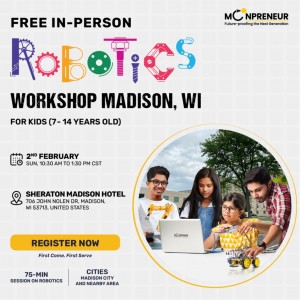 In-person Free Robotics Workshop in Madison, WI by Moonpreneur