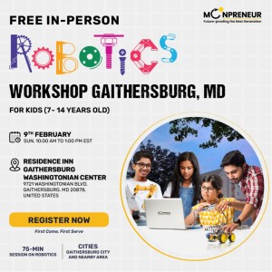 In-person Free Robotics Workshop in Gaithersburg, MD by Moonpreneur