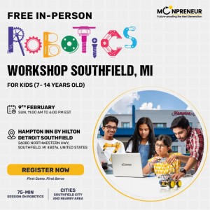  In-person Free Robotics Workshop in Southfield, MI by Moonpreneur