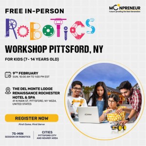 In-person Free Robotics Workshop in Pittsford, NY by Moonpreneur