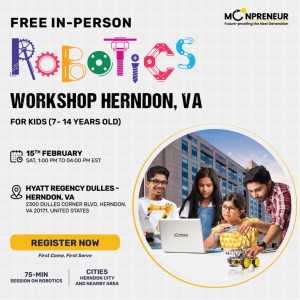 In-person Free Robotics Workshop in Herndon, VA by Moonpreneur