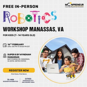 In-person Free Robotics Workshop in Manassas, VA by Moonpreneur