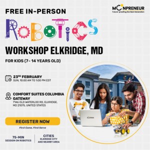 In-person Free Robotics Workshop in Elkridge, MD by Moonpreneur