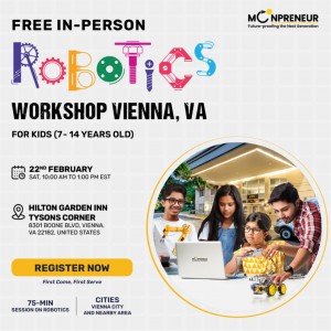 In-person Free Robotics Workshop in Vienna, VA by Moonpreneur