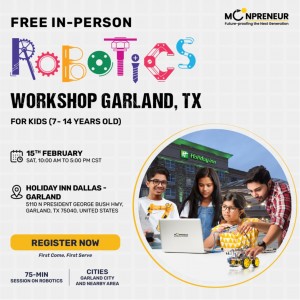 In-person Free Robotics Workshop in Garland, TX by Moonpreneur