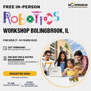 In-person Free Robotics Workshop in Bolingbrook, IL by Moonpreneur