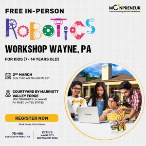 In-person Free Robotics Workshop in Wayne, PA by Moonpreneur