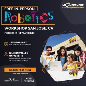 In-person Free Robotics Workshop in San Jose, CA by Moonpreneur
