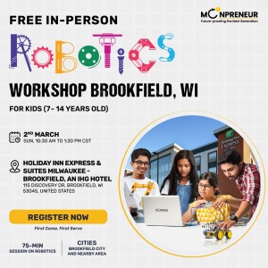 In-person Free Robotics Workshop in Brookfield, WI by Moonpreneur