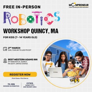 In-person Free Robotics Workshop in Quincy, MA  by Moonpreneur