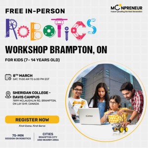  In-person Free Robotics Workshop in Brampton, ON by Moonpreneur