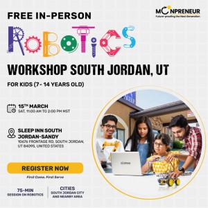 In-person Free Robotics Workshop in South Jordan, UT by Moonpreneur