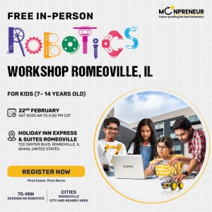 In-person Free Robotics Workshop in Romeoville, IL by Moonpreneur