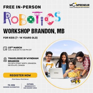 In-person Free Robotics Workshop in Brandon, MB  by Moonpreneur
