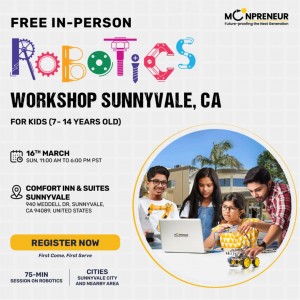 In-person Free Robotics Workshop in Sunnyvale, CA by Moonpreneur