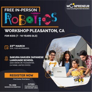  In-person Free Robotics Workshop in Pleasanton, CA by Moonpreneur