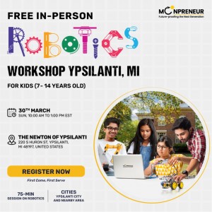 In-person Free Robotics Workshop in Ypsilanti, MI by Moonpreneur