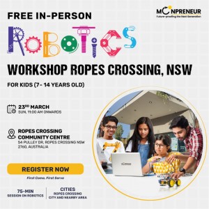  In-person Free Robotics Workshop in Ropes Crossing, NSW  by Moonpreneur