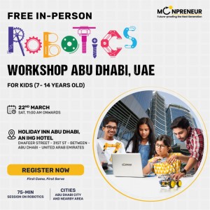  In-person Free Robotics Workshop in Abu Dhabi, UAE by Moonpreneur