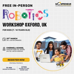  In-person Free Robotics Workshop in Oxford, UK  by Moonpreneur